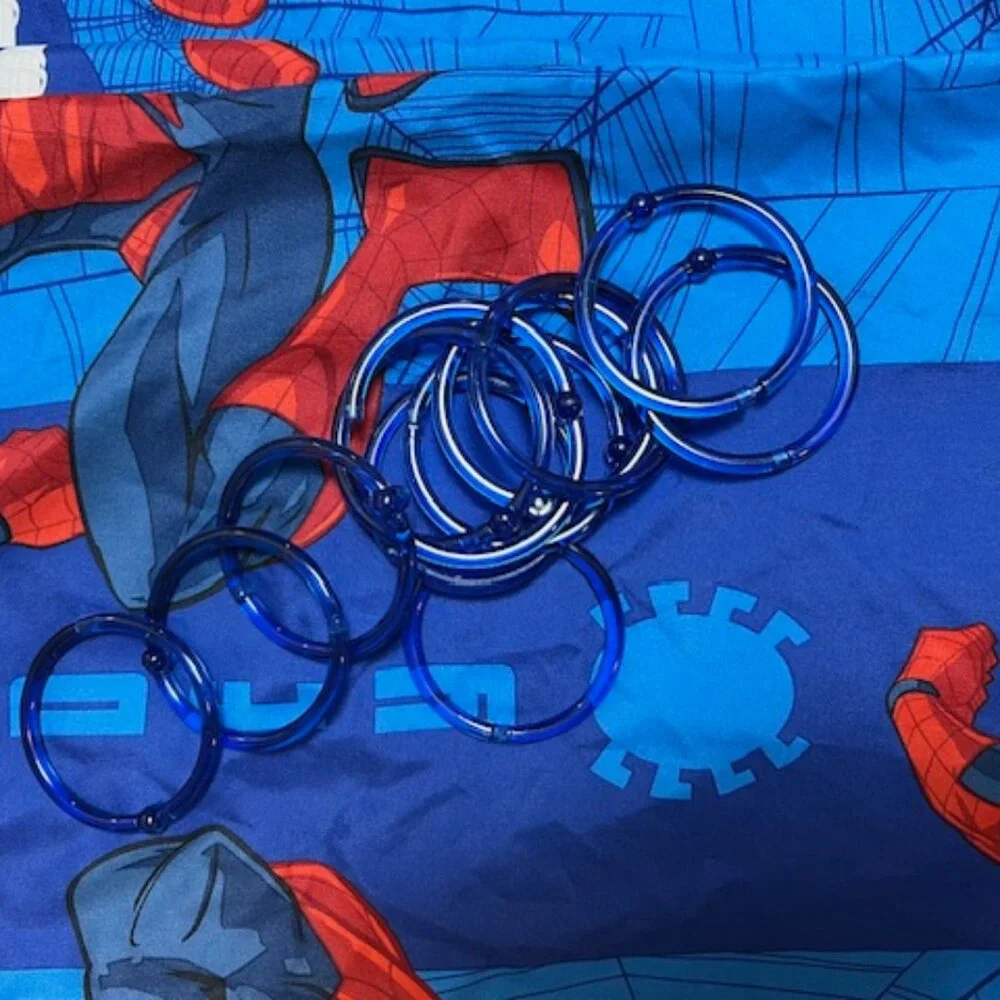 MARVEL Spider-Man Shower Curtain with Blue Plastic Shower Curtain Rings